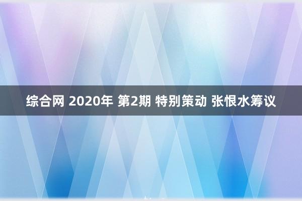 综合网 2020年 第2期 特别策动 张恨水筹议