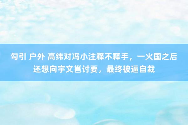 勾引 户外 高纬对冯小注释不释手，一火国之后还想向宇文邕讨要，最终被逼自裁