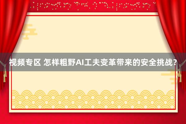 视频专区 怎样粗野AI工夫变革带来的安全挑战？