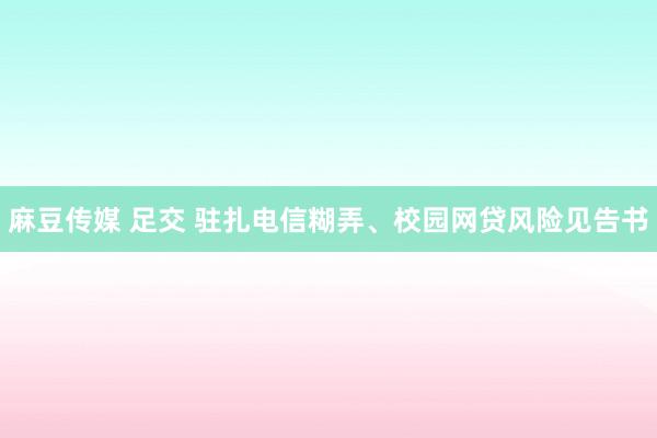 麻豆传媒 足交 驻扎电信糊弄、校园网贷风险见告书