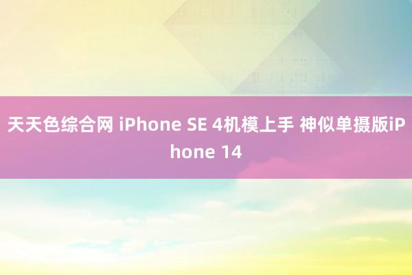 天天色综合网 iPhone SE 4机模上手 神似单摄版iPhone 14