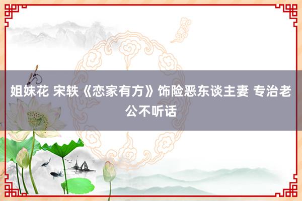 姐妹花 宋轶《恋家有方》饰险恶东谈主妻 专治老公不听话